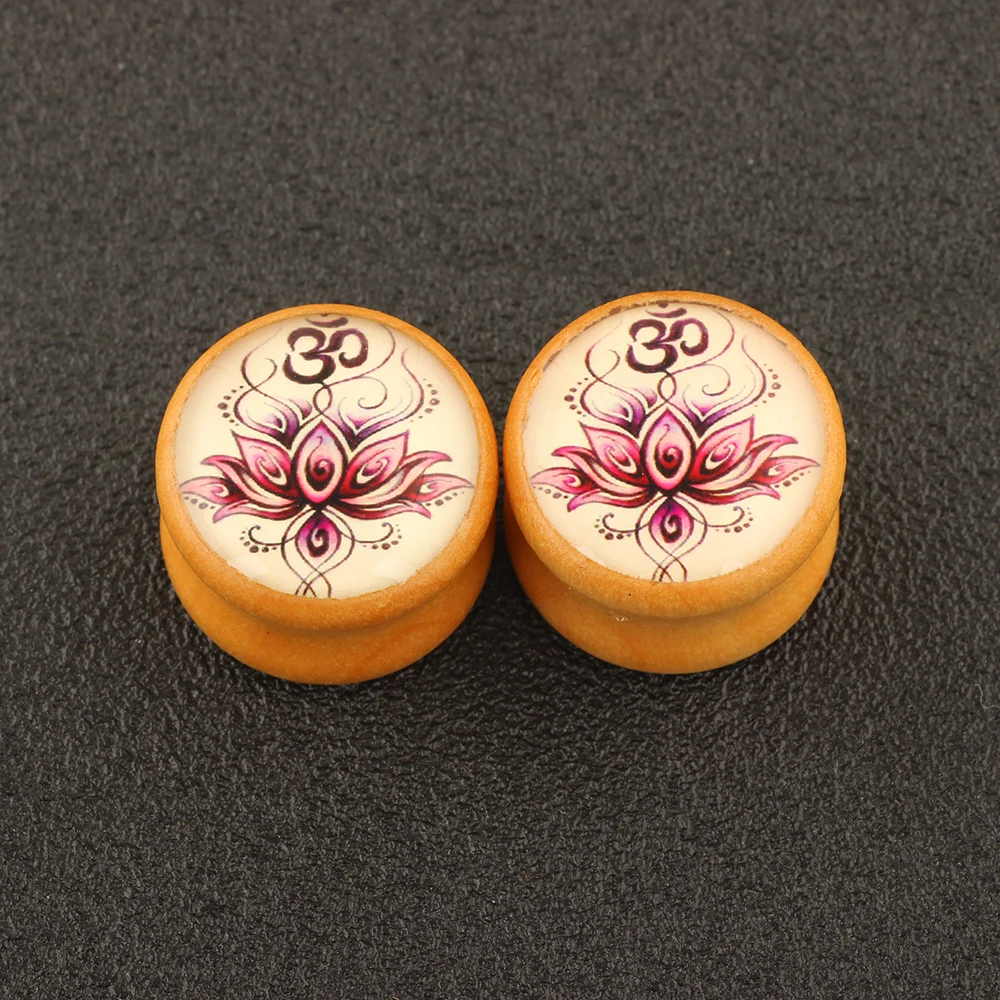 JUNLOWPY Double Flared Logo Ear Tunnels Plugs Wood Gauges Expander Kit Earrings Lobe Stretcher Piercing Body Jewelry 6-16mm | Украшения и