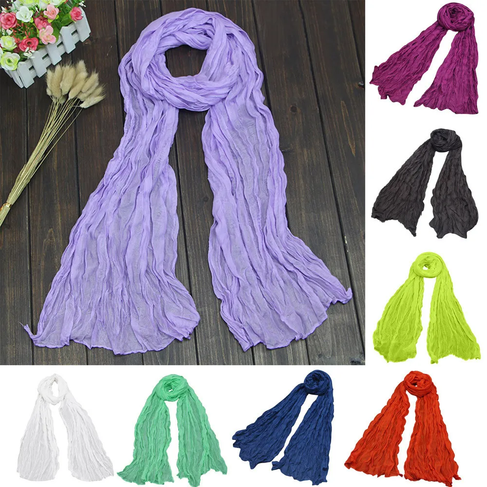 2020 мягкий женский и мужской шарф винтажные длинные мягкие однотонные шарфы