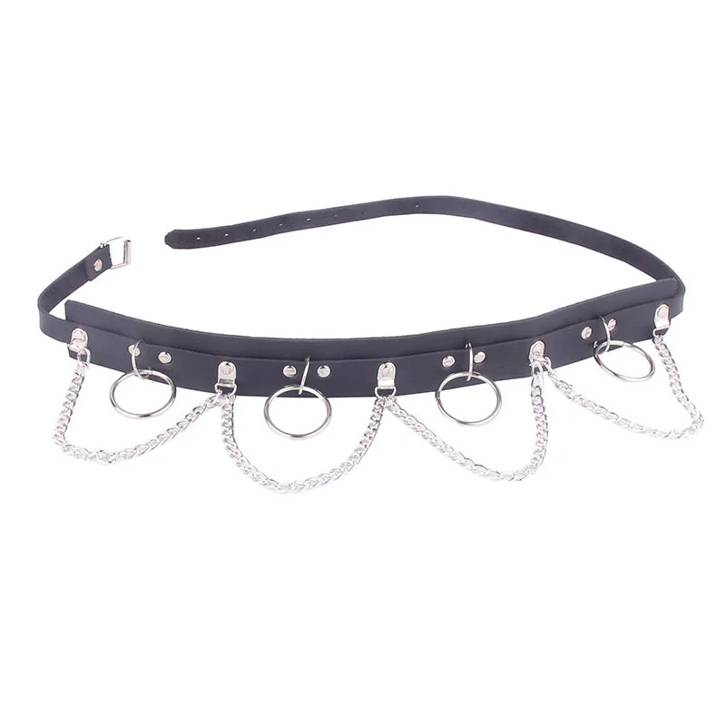 

HOT Punk Gothic Decoration PU Belts Women Faux Leather Wide Belt Chain Rivet Waistband Exaggeration Fashion Accessories