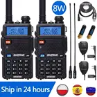 2 шт Baofeng UV-5R 8 Вт иди и болтай Walkie Talkie иди и UV5R CB радио 10 км VHF Любительская рация двойного диапазона УФ 5R двухстороннее радио для охоты Ham радио