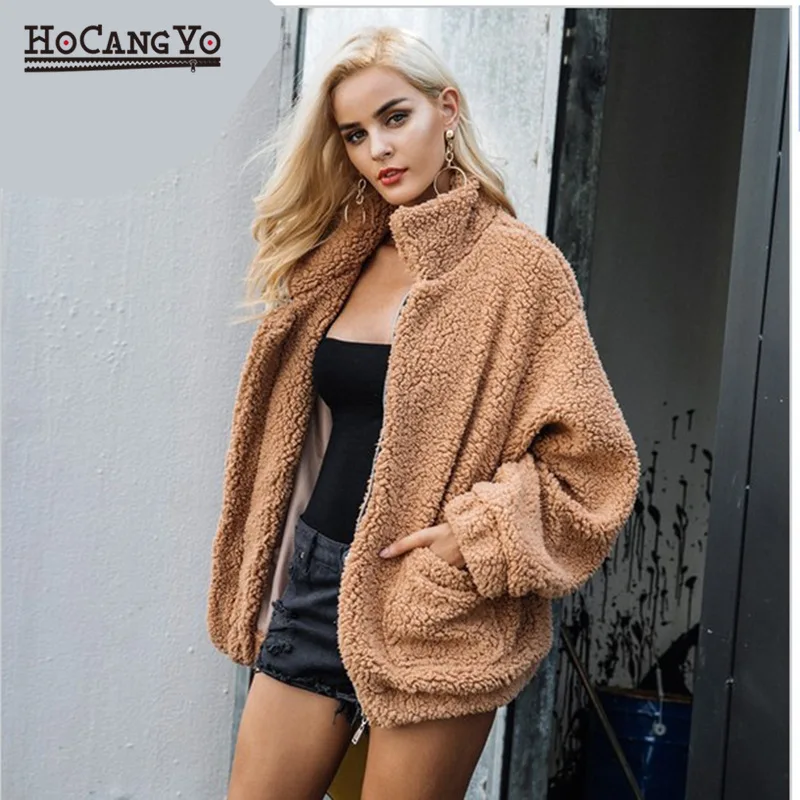 2020 New Faux Fur Winter Women Coat Turn Down Collar Fashion Casual Black Brown Jacket Warm Fake Furry Overcoats | Женская одежда