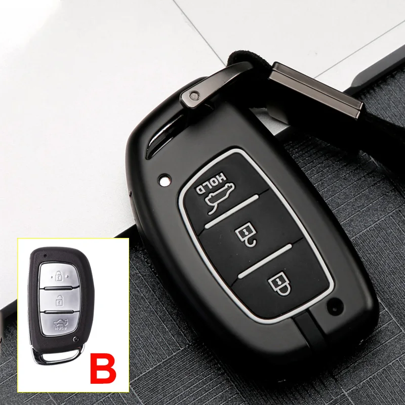 B Black White Цинковый сплав+ силиконовый чехол для ключа автомобиля чехол для hyundai Tucson Creta ix25 i20 i30 HB20 Elantra Verna Sonata Mistra аксессуары - Название цвета: B Black White