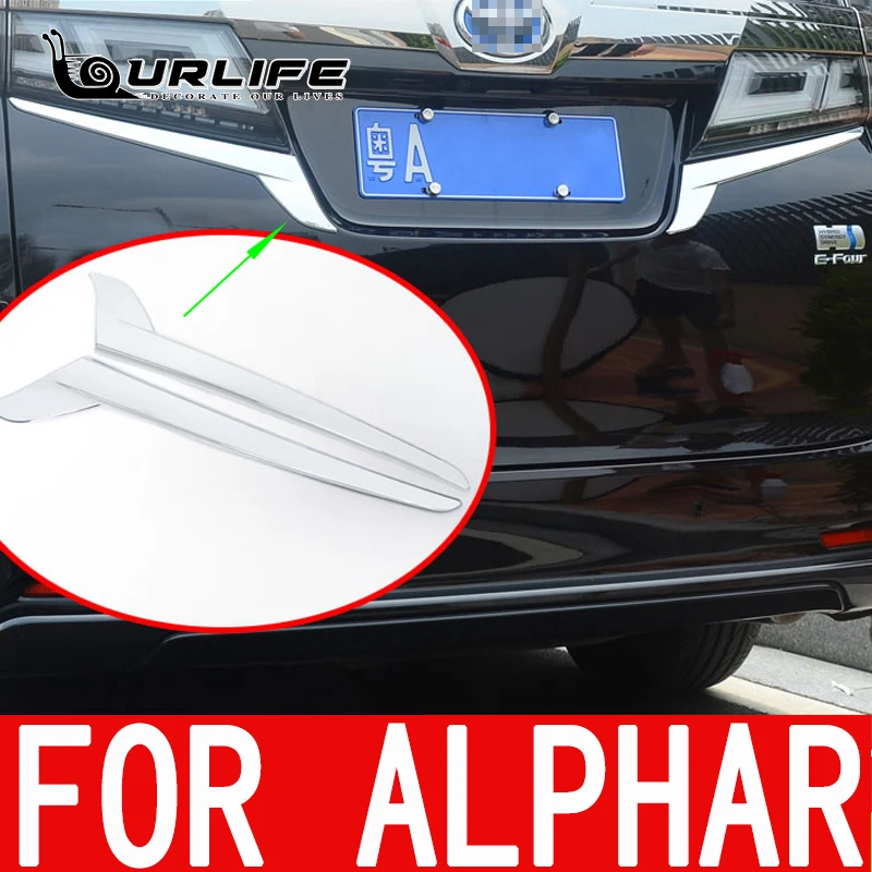 

For Toyota Alphard Vellfire AH30 2015 2016 2017 2018 2019 2020 ABS Chrome Front Rear Tail lamp Light Box Gate Back Door Trim
