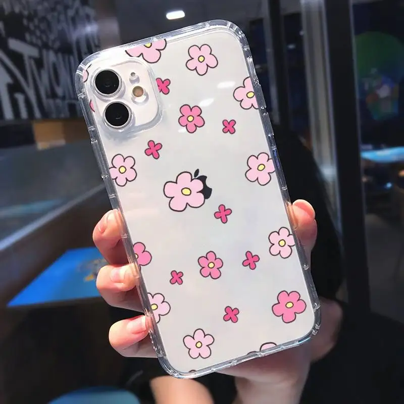 

Cute flower creative cartoon Phone Case Transparent for Clear iPhone 11 12 mini pro XS MAX 8 7 6 6S Plus X 5S SE 2020 XR