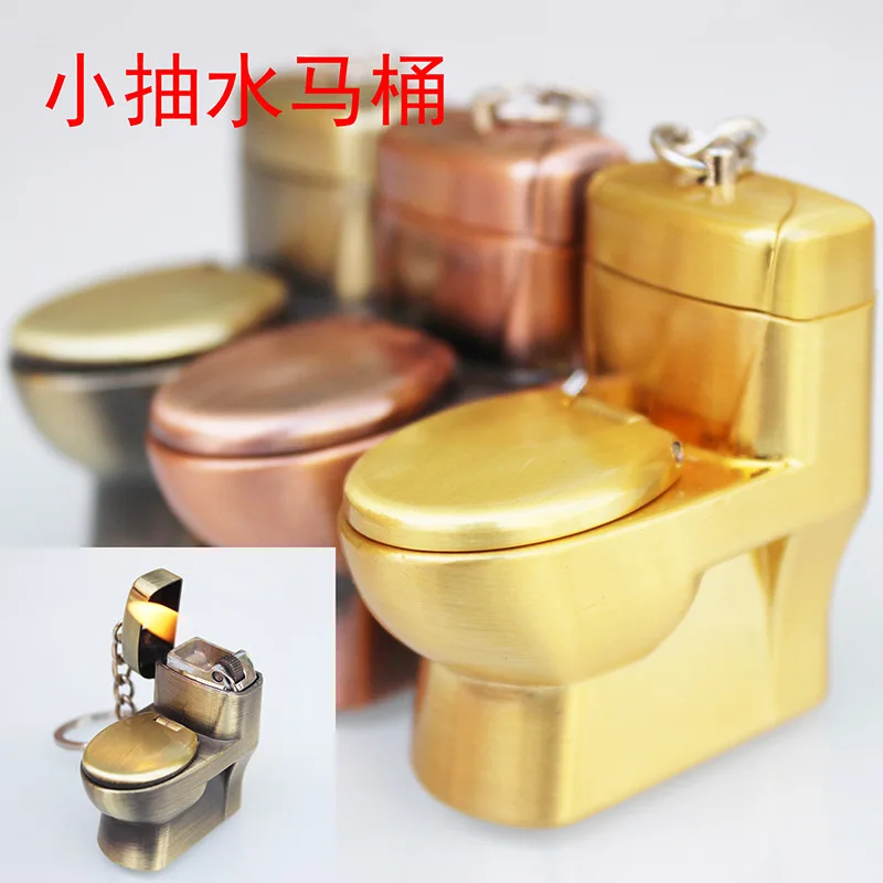 

New Butane Lighter Creative Compact Funny Toys Toilet Gas Lighter Key Chain Inflated Toilet Bowl Key Chain Lighter Bar Metal