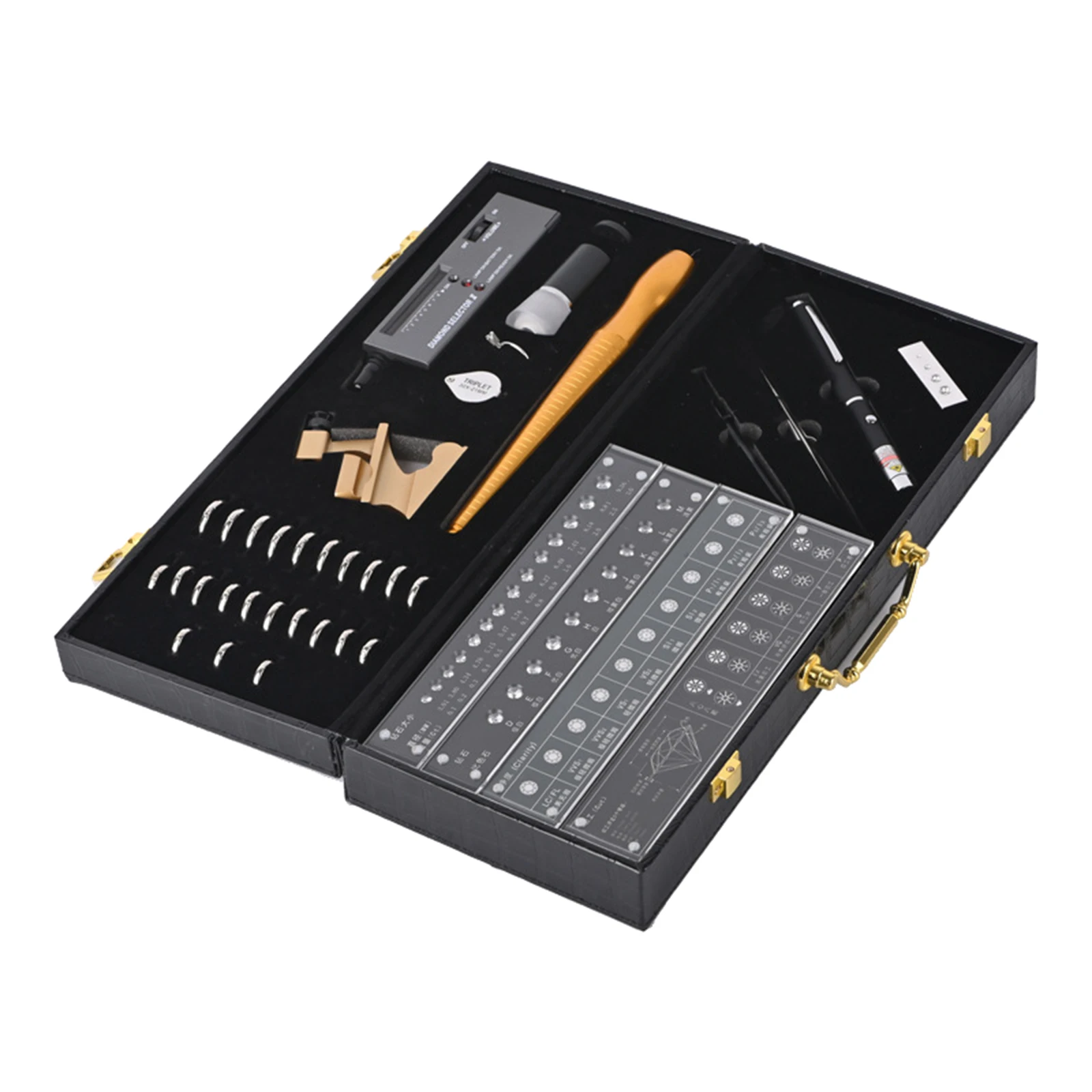 

Portable Gemstone Diamond Tester Selector Pen & Accessories Jeweler Tool Box Combo Easy to Use