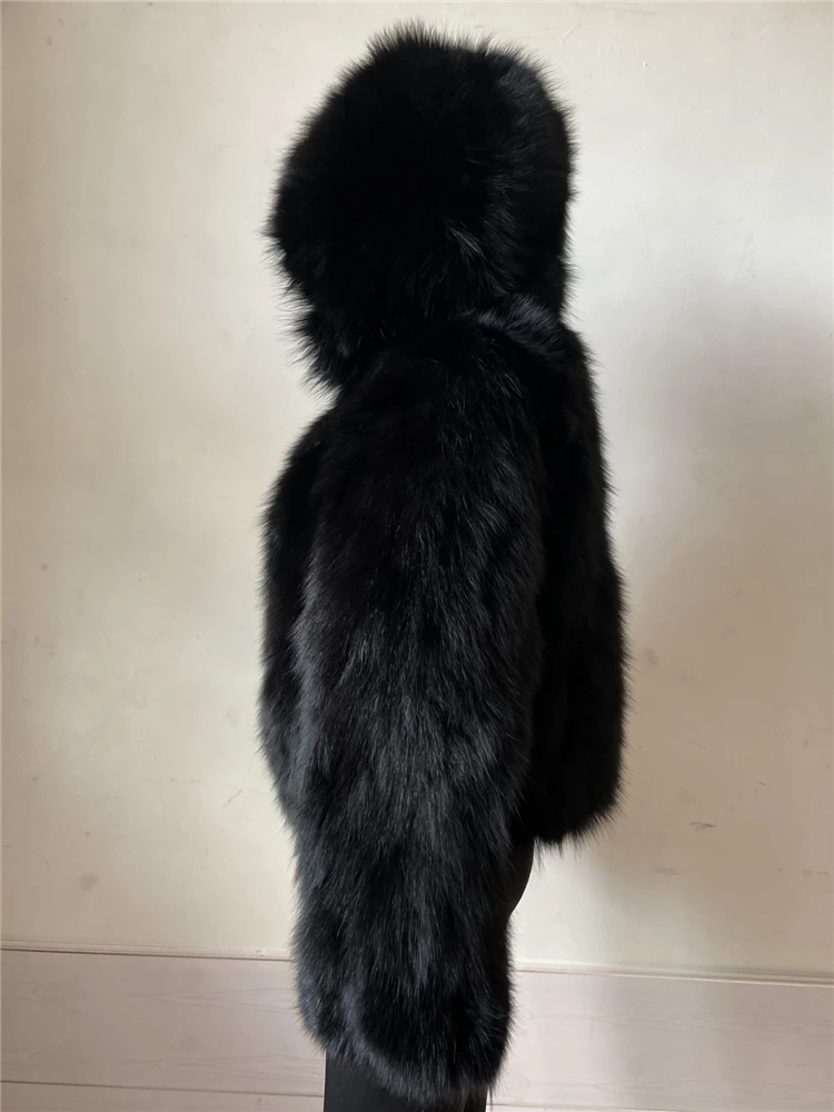 

Fashion Real Fox Fur Coats With hood Natural Luxury Women 2020 Winter New