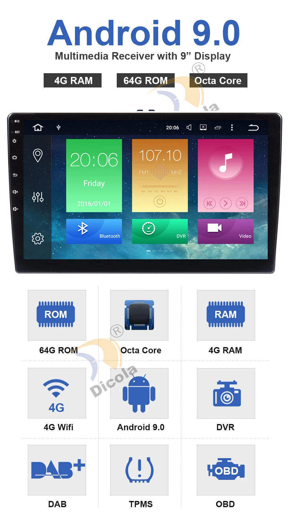 PX5 4G+ 64G " HD Android 9 Универсальное автомобильное радио двойной Din Стерео gps навигация в тире видео Wifi Usb Bluetooth автомобильное радио мульти