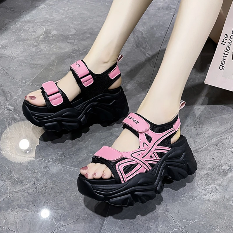 

Женские босоножки на массивной платформе Rimocy, летние сандалии на толстой подошве с липучкой, Женские однотонные спортивные босоножки для п...