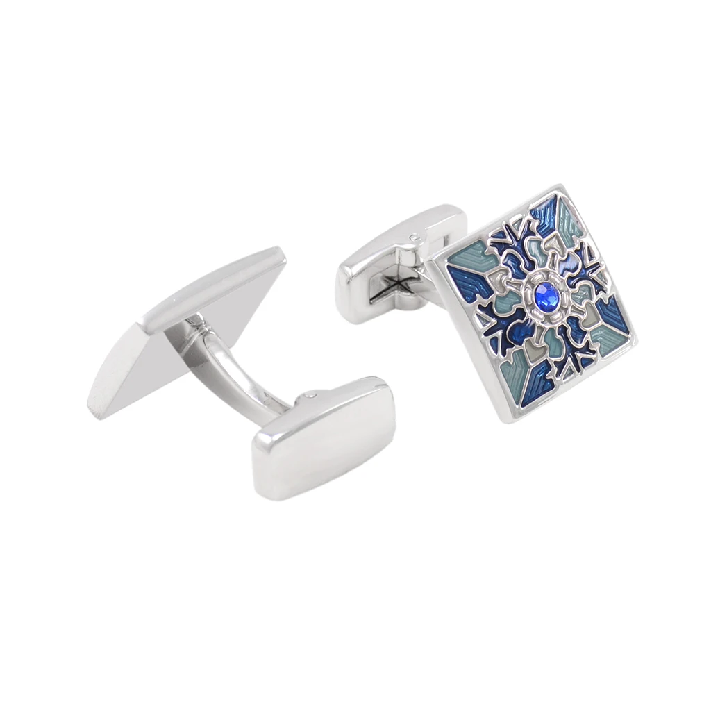 

Vintage Pattern Cufflinks Square Shirt Studs Enamel Metal Cuff Links Casual
