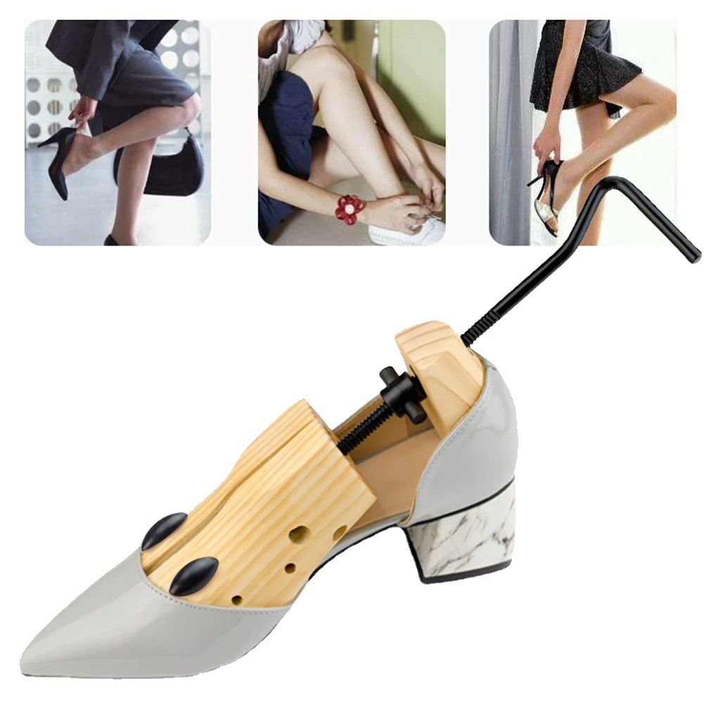 2pcs Man Women Durable Non Slip Home Natural Wood Easy To Use Foot Grinding Widener Anti Crease Shoe Stretcher Ergonomic Handle