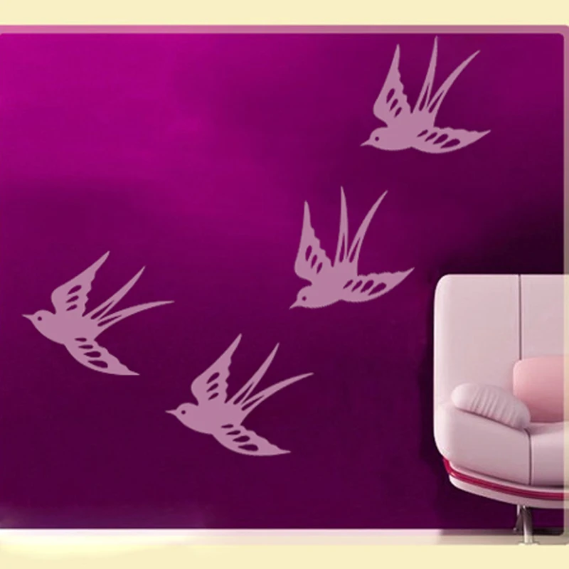 Домашняя наклейка JJRUI стикер летающие талисманы набор из флока с 4 силуэтами птиц