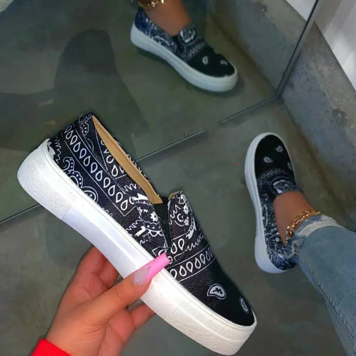 

Free shipping women's shoes for autumn/winter new 2020 women fashion all-match totem printing casual flat shoes outdoor special