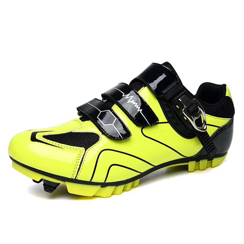 

New style adjustable elastic band mountain bike shoes, velcro lock road bike shoes, men's non-locking rubber sole cycling shoes