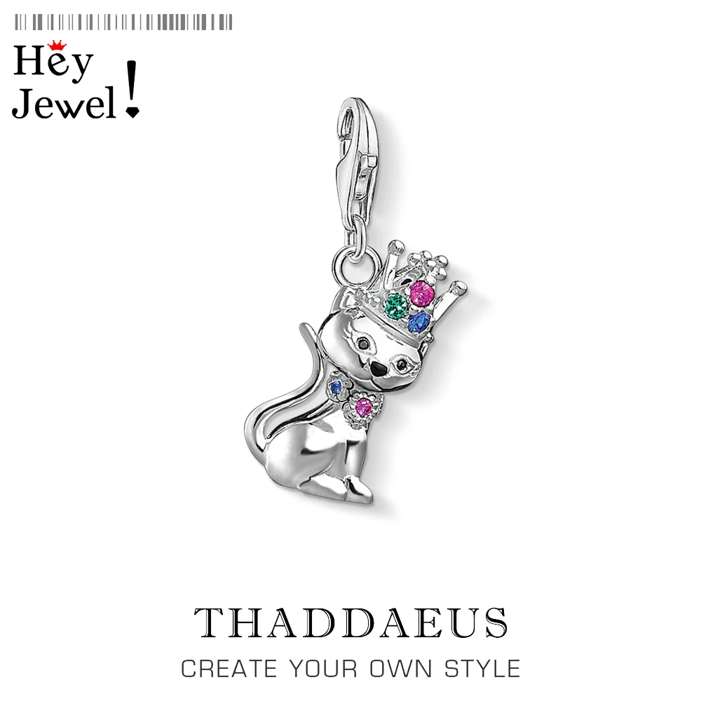 Женский кулон в виде кошки с короной ювелирное изделие из серебра 2020 пробы