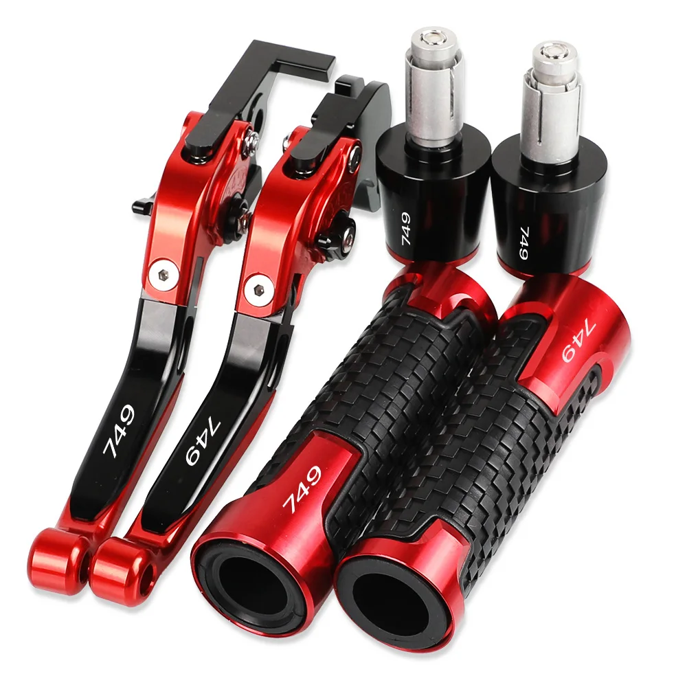 

749 Motorcycle Aluminum adjustable Brake Clutch Levers Handlebar Hand Grips ends For DUCATI 749 2003 2004 2005 2006