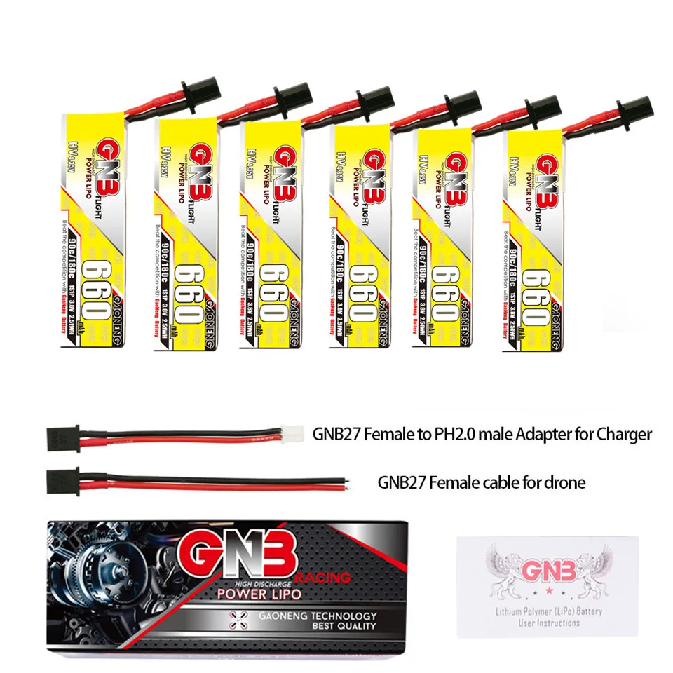 GAONENG GNB 660 мАч 1S 3 8 в 90C HV Lipo батарея GNB27 PH2.0 Разъем для RC FPV гоночного дрона Tinywhoop Рамка