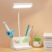 table lamp led stepless dimming desk lamp with pen storage eye protection study children usb reading light led bedside lamps