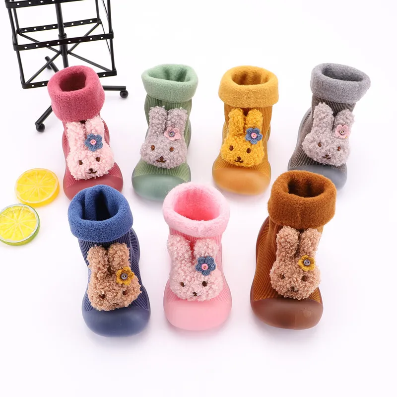 JY02 Autumn Winter Baby Toddler Shoes Non-Slip Anti-Off Foot Short Floor Knitted Socks  First Walker 6Size Keding