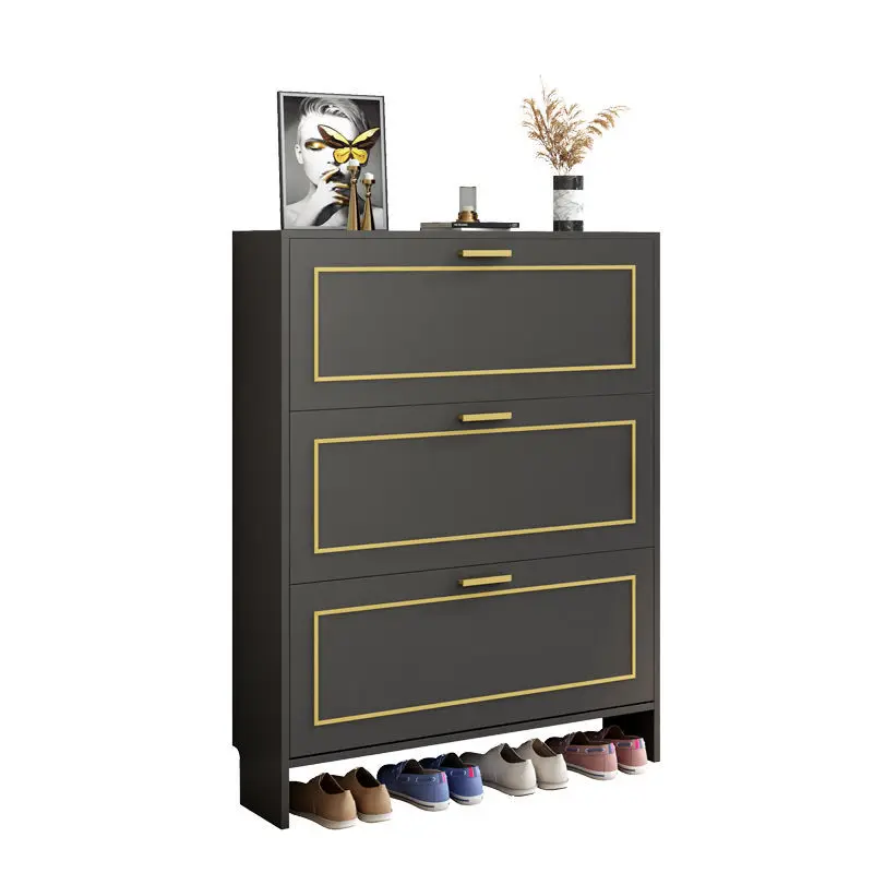 Light Luxury Shoe Cabinet Ultra-Thin High Capacity Organizer Simple Modern Small Apartment Porch Wood Rack | Мебель