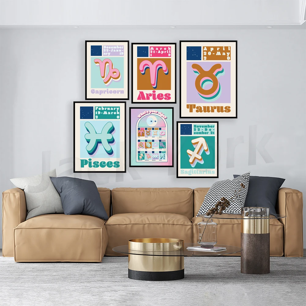 Ретро Астрология созвездия Зодиак настенная Картина на холсте постеры и принты