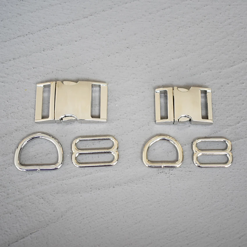 

20 Sets 20/25mm Metal Hardware D Ring Belt Straps Slider Side Release Buckle Spring Hook For Dog Leash Harness Accessories 3s8