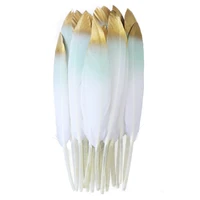 dipped gold goose feathers for crafts 10 15cm plumes earring jewelry making carnival decoration goose feathers wholesale 10pcs