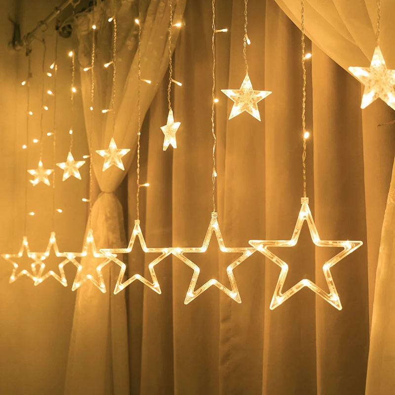 

LED Star Curtain Lights Festival Garland String Lights Hanging Lamp Home Decoration For Party Wedding New Year