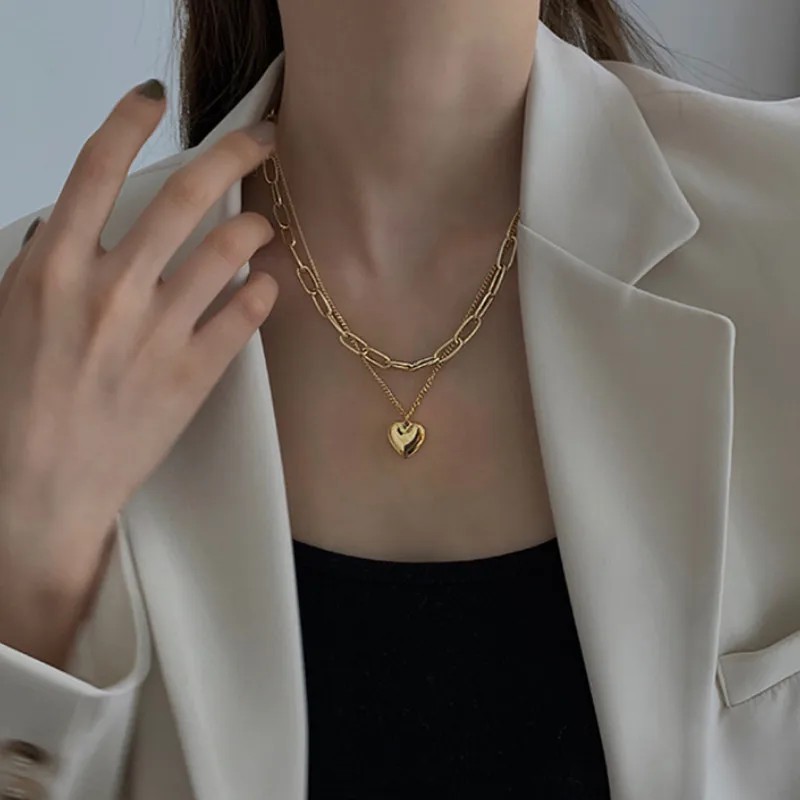 

Exquisite Jewelry Metal Necklace Hip Hop Heart Pendant Necklaces for Women Gift