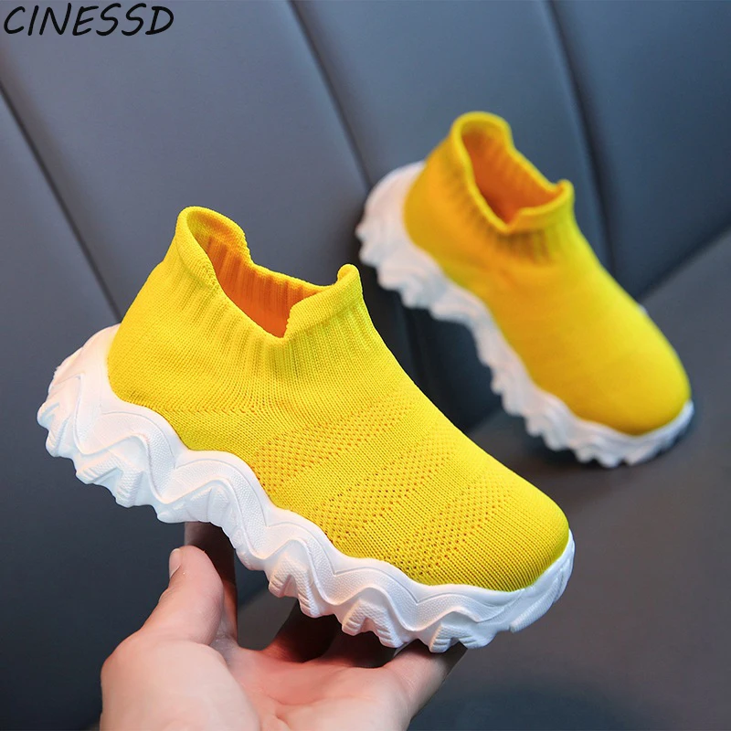 

Children Shoes Autumn Winter Breathable Knitted Kids Sports Shoes Casual Boys Girls Flying Woven Solid Sneakers Size 26-37