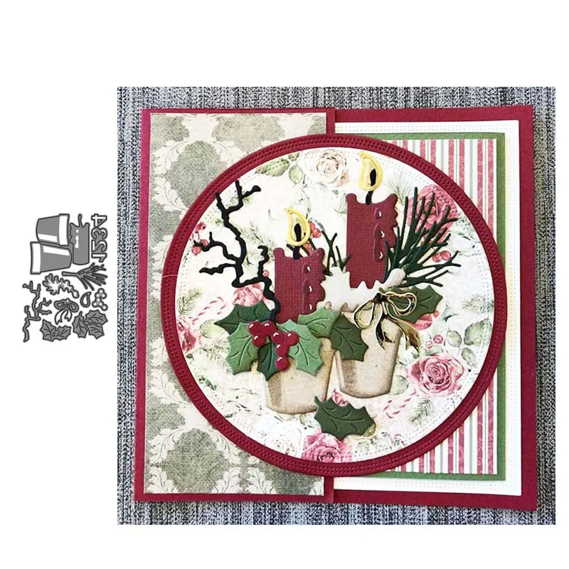 Металлические Вырубные штампы Рождественская свеча вырезанная форма украшение