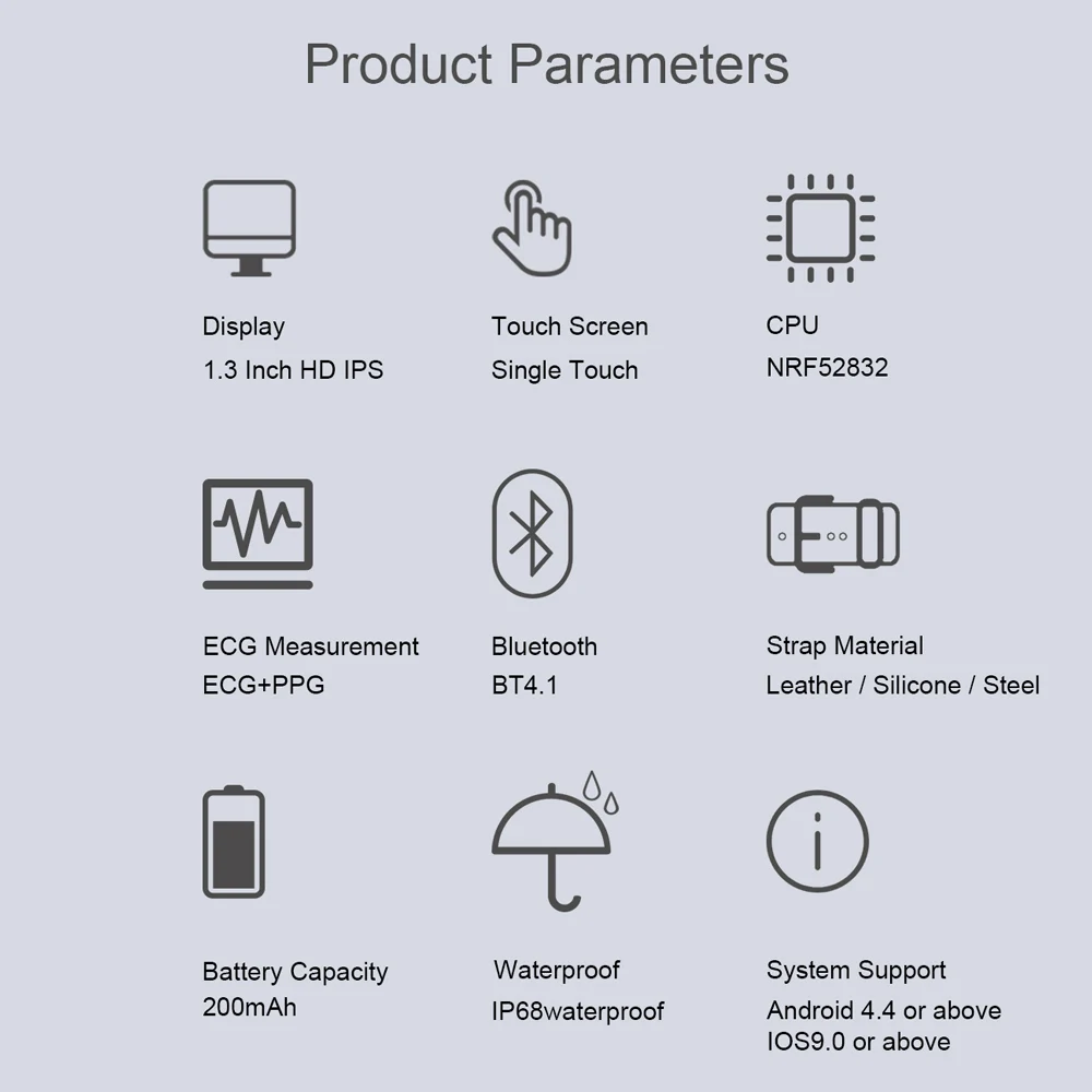 696 R19 ЭКГ монитор сердечного ритма Мониторинг Артериального Давления Смарт-часы