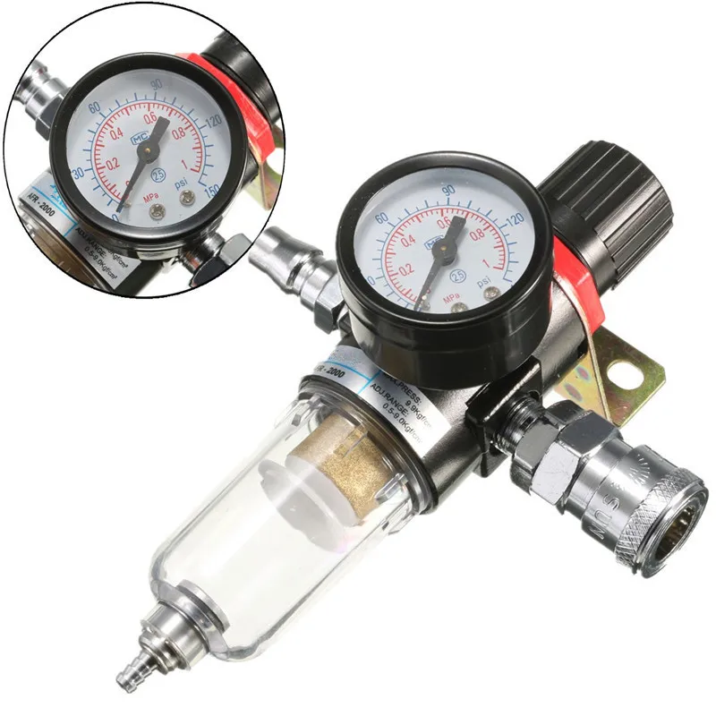 1/" 30-120PSI воздушный компрессор фильтр 40 микрон сепаратор воды ловушка Набор инструментов с регулятором датчик светильник фильтр для веса