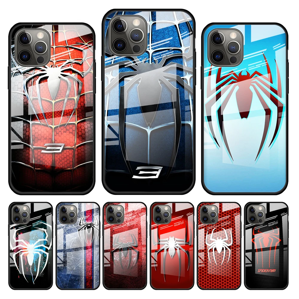 

Spider Marvel Cool for Apple iPhone 13 12 Pro Max Mini 11 Pro XS Max X XR 6S 6 7 8 Plus Tempered Glass Phone Case