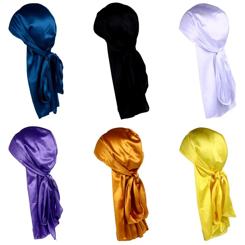 

6Pcs Headwrap Accessories Turban Hats Soft Thick Polyester Breathable Pirate Hats Long Tail Headwraps