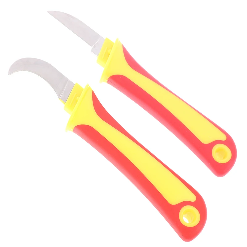 

1PC Insulated Electrician Knife Cable Stripping Knife Straight Curved Mouth Hook Wire Stripper Tools Accessories