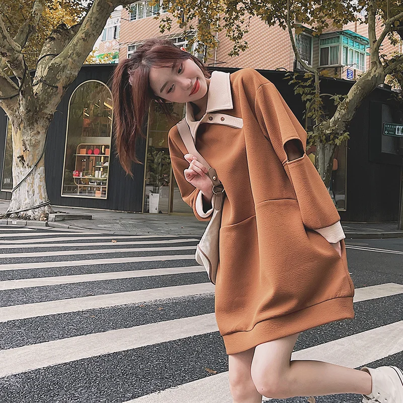 Свободный свитер средней длины подходящий к цвету Q | Женская одежда