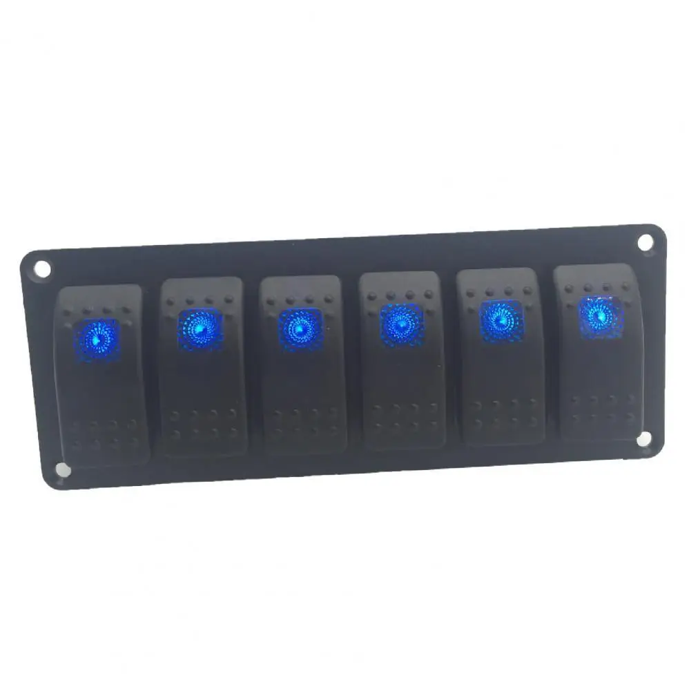 

LED Backlit Long-lasting 6 Gang Aluminum Switch Panel with DIY Labels for RV