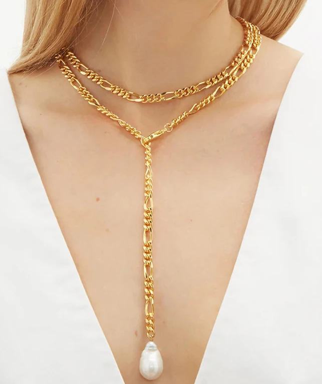 

Женская цепочка с натуральным жемчугом, 15-22 мм