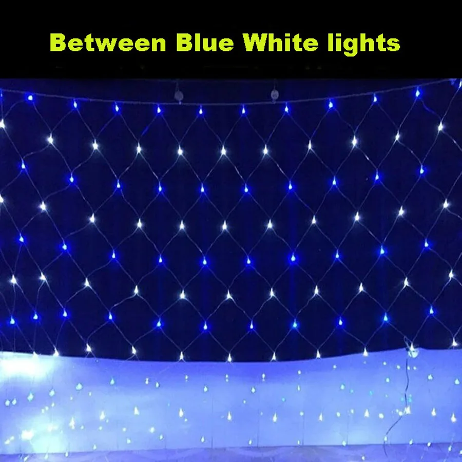

MEMEOKON Room Decor White With Blue Lights 3x2M 6x4M Led Net Mesh String Lights Outdoor Garden Christmas Wedding Party Curtain