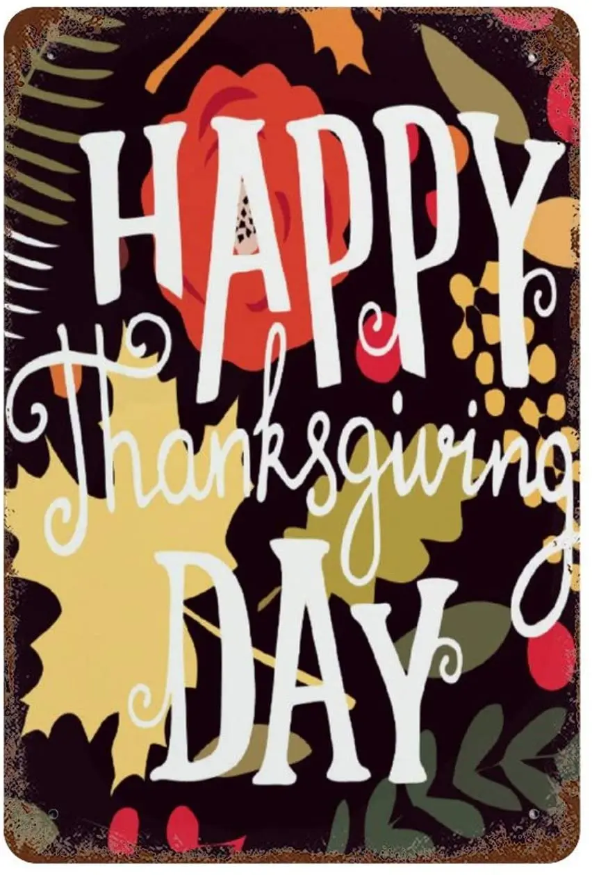 

None! Следите за самых лучших брендов, Винтаж Ретро металлическая жестяная вывеска Настенный декор искусство счастливый день благодарения бл...
