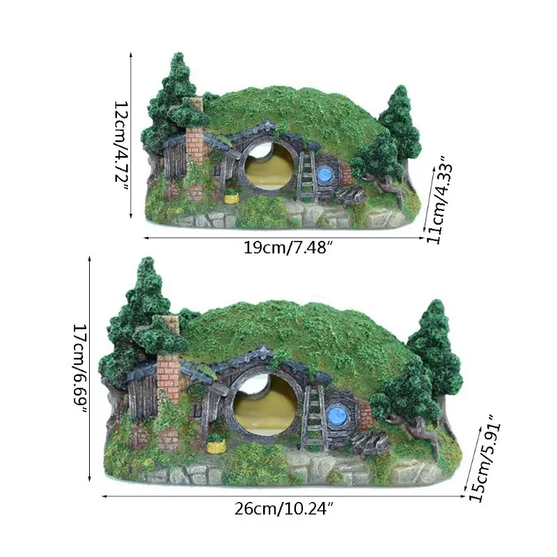 

house View Aquarium Rockery Hiding Cave Tree Fish Tank Ornament Decoration E7CC