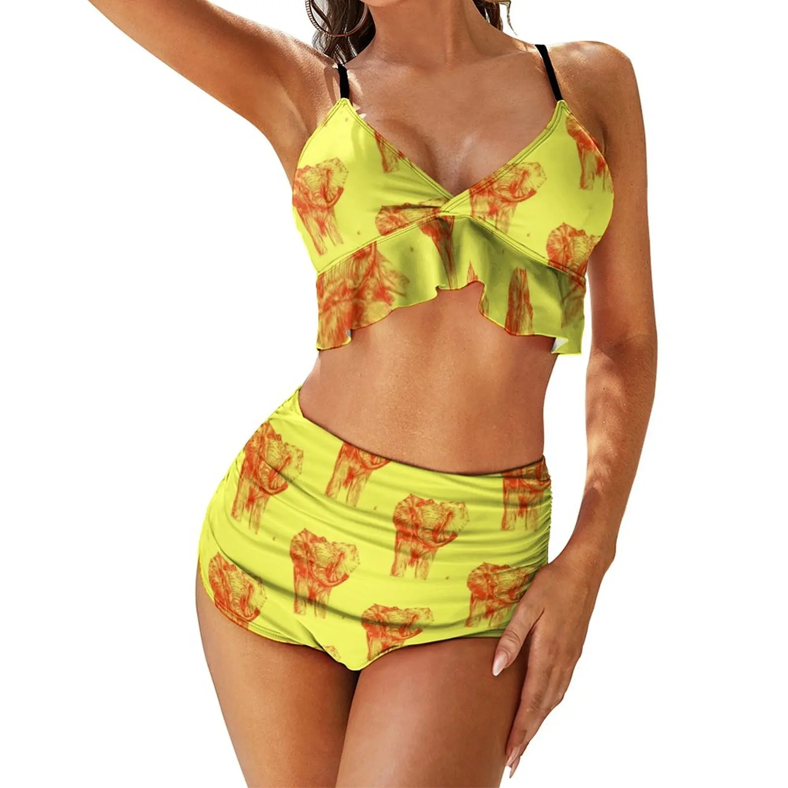 

Elephant Bikini Swimsuit High Leg Fancy Swimwear Beach Teen In Bulk 2 Piece Bathing Suit