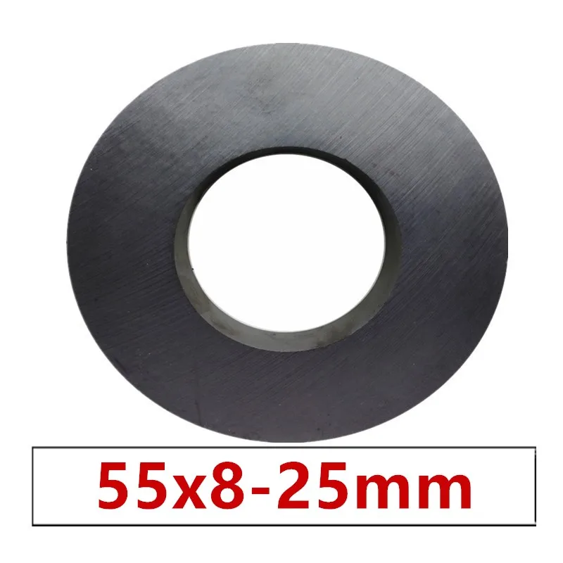 

5 шт./лот кольцевой ферритовый магнит 55x8 мм отверстие 25 мм постоянный магнит 55 мм x 8 мм черный круглый динамик керамический магнит 55*8 55-25x8