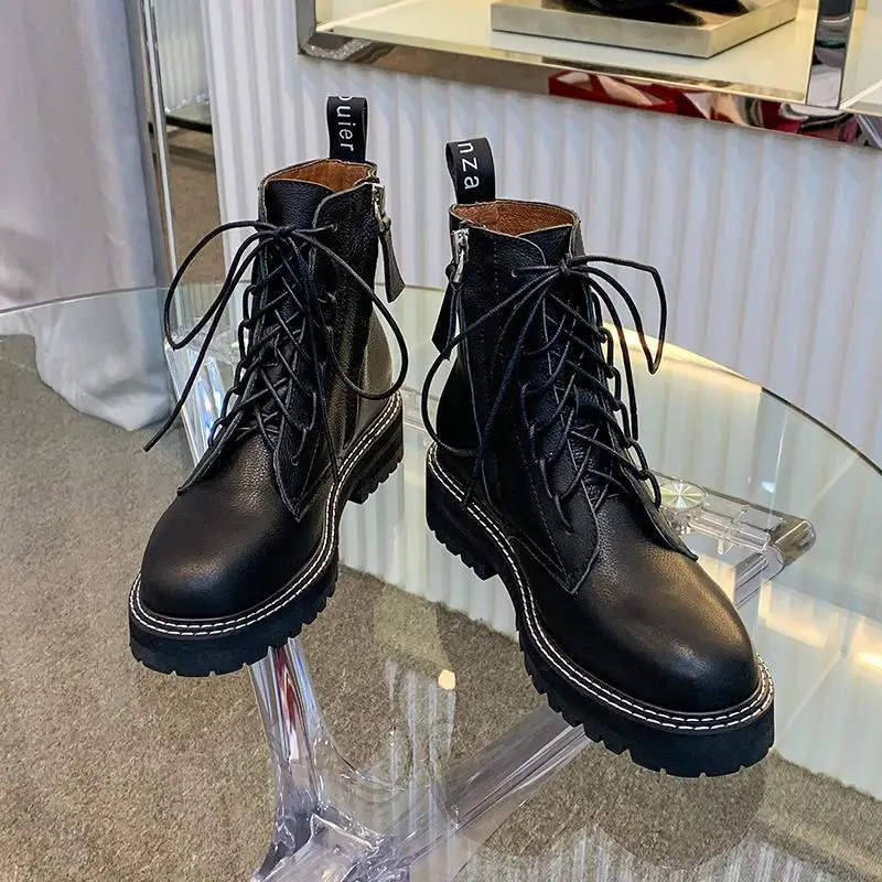 Women's Boots Plus Velvet Martin Boots Women 2020 New Wild Motorcycle Thick Heel Short Boots Autumn and Winter Single Boots