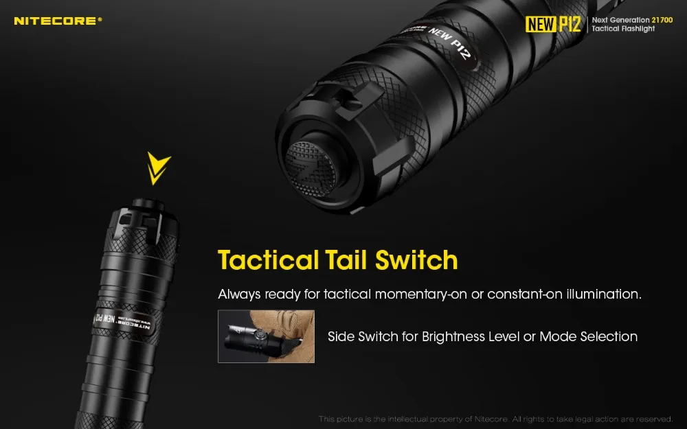 NITECORE, новинка, P12, тактический флэш-светильник, XP-L, HD, V6, Макс., 1200 люмен, луч, бросок, 238 м, уличный фонарь для сотрудников полиции, поисковый светильник