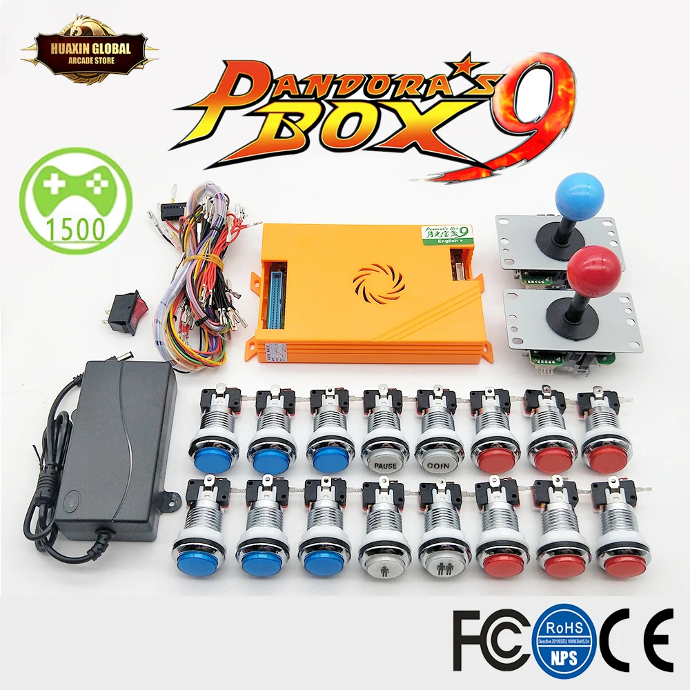 2 игрока оригинальный комплект Pandora Box 9 копия джойстик SANWA хромиросветодиодный