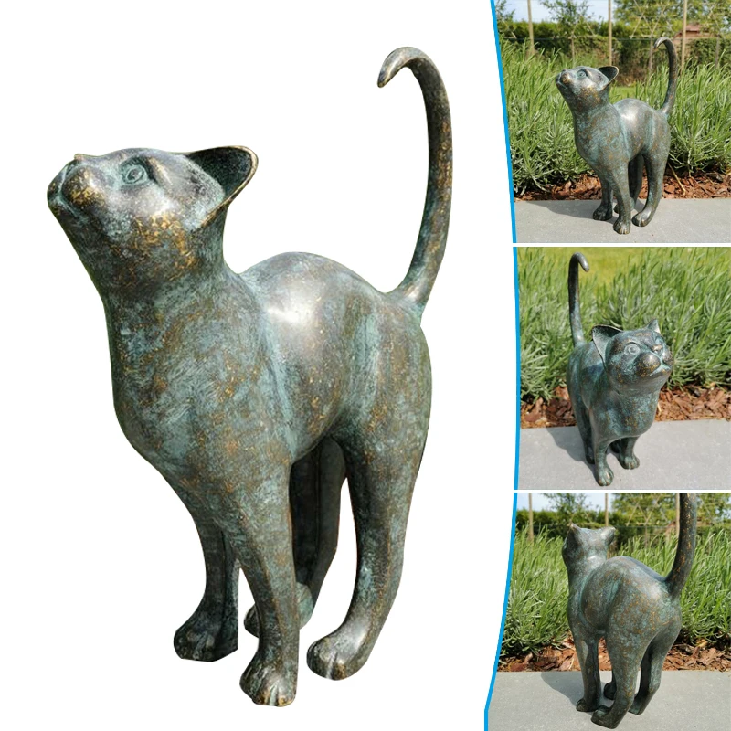 

Beautiful Cat Statue With Rounded Back Garden Decor Resin Outdoor Lawn Yard Sculpture