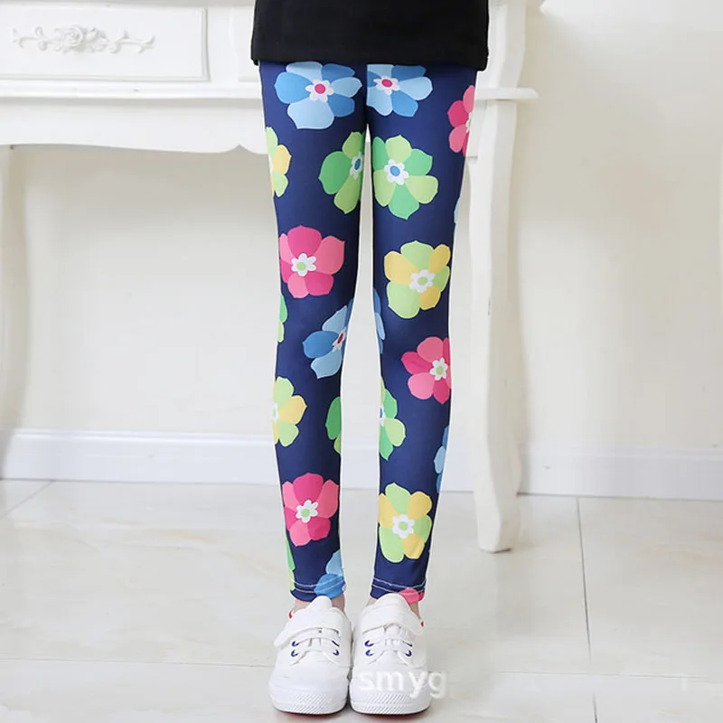 Леггинсы с цветочным принтом для девочек повседневные брюки карандаш начинающих
