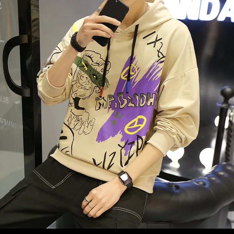 

Graffiti Men's Print Hoodies Casual Streetwear 2020 Sudaderas Hombre Hoodies Homem Hoodies Sweatshirt Men Loose Fit Clothing